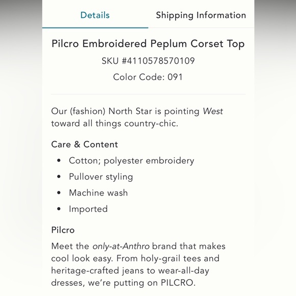 Anthropologie Embroidered Peplum Corset Denim Top - Picture 14 of 14